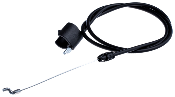 Linka M145 do kosiarki Husqvarna LC 153, czarna, elastyczna, długość ok. 150 cm, z metalową hakowatą końcówką i uchwytem mocującym, na jednolitym tle.