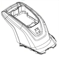 Osłona kosiarki LC 141iV Husqvarna z góry, plastikowa, gładka, z miejscem na silnik i logo Husqvarna, leżąca na jednolitym tle. Wymiary typowe dla modelu.