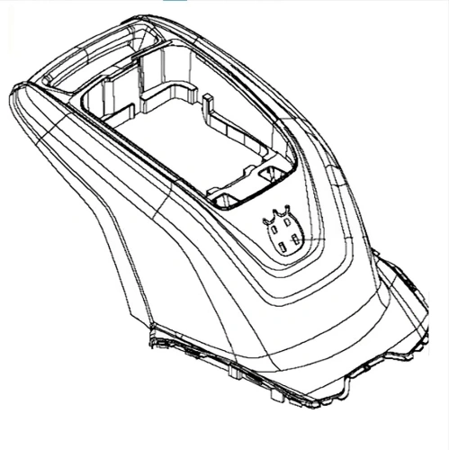 Osłona kosiarki LC 141iV Husqvarna z góry, plastikowa, gładka, z miejscem na silnik i logo Husqvarna, leżąca na jednolitym tle. Wymiary typowe dla modelu.