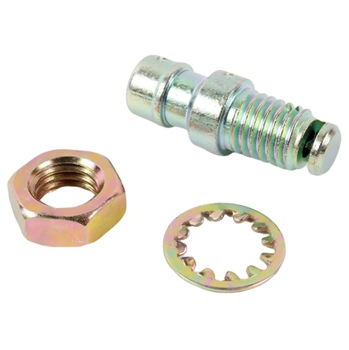 Zestaw podłączenia wody do kosiarki LC 356 AWD Husqvarna: metalowy łącznik, nakrętka sześciokątna i podkładka w złotawym kolorze z widocznymi gwintami i fakturą, na prostym tle.