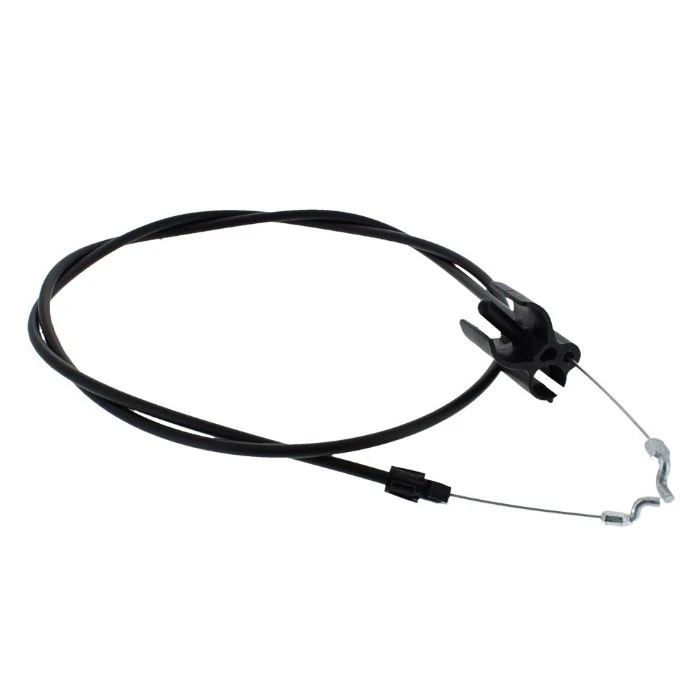 Linka kosiarki LC 153S Husqvarna w kolorze czarnym z metalowym końcówką. Produkt leży na białym tle, ukazując długość linki oraz mocowanie. Ujęcie z boku podkreśla detale konstrukcji, takie jak zaczep i dodatkowe elementy montażowe.