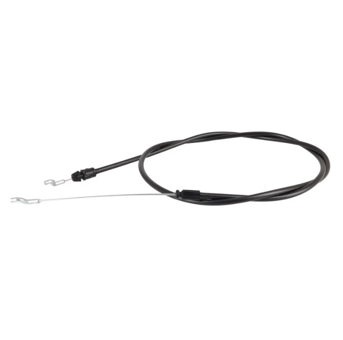 Linka kosiarki LC 253S Husqvarna w kolorze czarnym, o okrągłym kształcie, z metalowymi końcówkami. Widok z boku, leżąca na płaskiej powierzchni, wyraźne detale mocowań. Produkt przeznaczony do użytku w urządzeniach ogrodniczych.