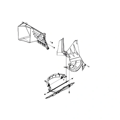 Czarny wkład kosiarki Husqvarna LC 353AWD z pokrywą wlotu powietrza, ostrzem i uchwytem, pokazany rozłożony na białym tle.