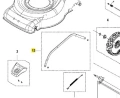 Pręt kosiarki LC 140P Husqvarna, metalowy, wysoki na 30 cm i gięty w kształcie litery L, z końcówką zabezpieczającą. Widoczny z boku, na jasnym tle, bez dodatkowych elementów, z czytelnymi detalami konstrukcyjnymi.