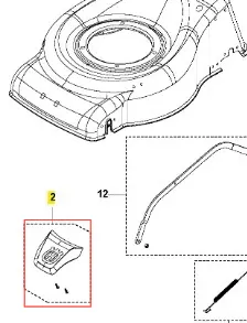 Zestaw pokryw kosiarki LC 140P Husqvarna składa się z dwóch elementów: głównej pokrywy w kolorze czarnym z drobnym wzorem oraz bocznej pokrywy z wyraźnym logo marki. Ujęcie pokazuje pokrywy w układzie poziomym, z widocznymi mocowaniami.