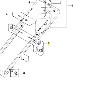 Metalowe, ciemnoszare prostokątne pokrętło złożenia kosiarki Husqvarna LC 353AWD, widoczne śruby i mocowania, ujęcie z góry na białym tle z detalami i symbolami numerycznymi.