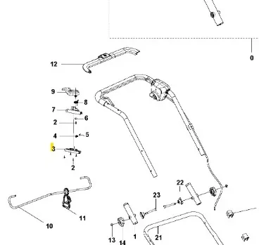 Osłona kosiarki LC 141C Husqvarna, widok z góry, ukazuje metalowy stelaż w kolorze srebrnym z oznaczeniami na ramie. Widać uchwyty i elementy mocujące. Tło proste, umożliwia łatwe zidentyfikowanie detali produktu.