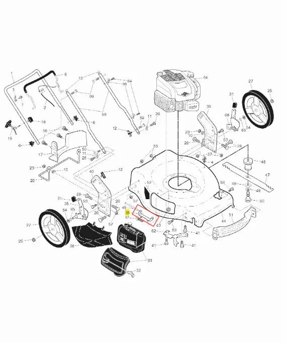 Wspornik P553 kosiarki Husqvarna, czarny, wykonany z wytrzymałego plastiku. Widoczny z góry, w układzie zmontowanym, z oznaczeniem numeru części. Element ma prostokątny kształt, z otworem w centralnej części, umożliwiającym montaż.