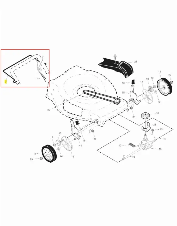 Dźwignia kosiarki LB 155S Husqvarna, czarna, metalowa, matowa, prostokątna, z bliska widoczny czarny guzik mocujący i detale montażu na białym tle.