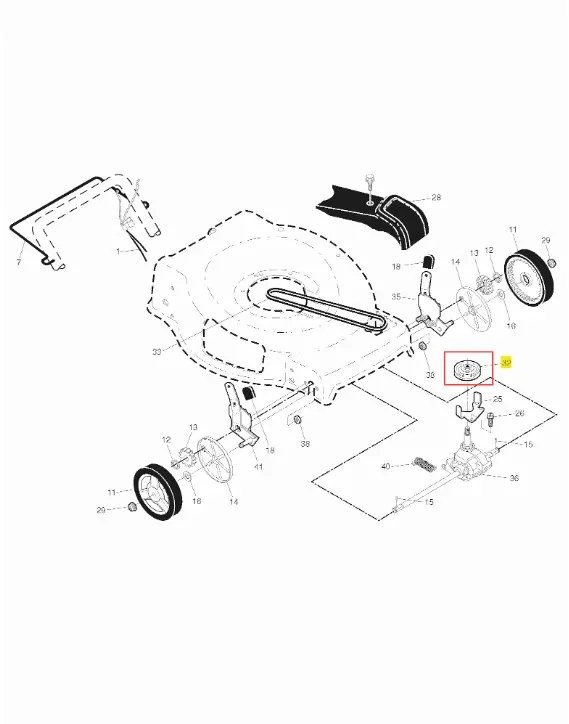 Metalowe koło pasowe do kosiarki Husqvarna LB 155S, okrągłe z dużym otworem i zaczepami. Detal montażowy na białym tle, z gładką powierzchnią i elementami kosiarki.