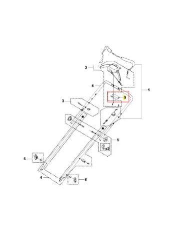Płyta kosiarki LC 353AWD Husqvarna, ukazana z góry, z widocznymi numerami części. Produkt ma prostokątny kształt, metaliczny kolor i jest przedstawiony w kontekście złożenia. Widoczne elementy mocujące i detale konstrukcyjne. Tło białe.