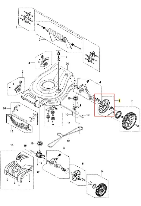 Osłona kosiarki LC 353AWD Husqvarna w kolorze czarnym, wykonana z trwałego tworzywa sztucznego. Produkt przedstawiony od przodu, w pozycji pionowej. Zawiera widoczne detale konstrukcyjne, takie jak sloty na mocowanie oraz logo Husqvarna.