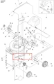 Pasek kosiarki LC 551SP Husqvarna, wykonany z metalu, w kolorze srebrnym. Widoczny w zbliżeniu na schemacie, przedstawiony w pozycji w poziomie, ukazuje mocowanie i detale konstrukcyjne. Tło neutralne, bez dodatkowych elementów.