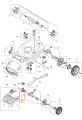 Śruba do kosiarki LC 353AWD Husqvarna, metalowa, w kolorze srebrnym. Zbliżenie na element mocujący, z widocznymi gwintami. Ujęcie z boku, na białym tle, pokazujące szczegóły konstrukcyjne i wzór gwintu. Idealna do zamocowania części kosiarki.