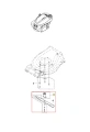Adapter noża zestaw kosiarki LC 353AWD Husqvarna, w pozycji leżącej. Widok z góry na korpus adaptera z przezroczystą pokrywą. Widoczne elementy mocujące oraz szczegóły konstrukcyjne. Obraz z białym tłem, co podkreśla detale produktu.