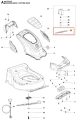 Nóż kosiarki Husqvarna LC 141C, metaliczny, prostokątny, z ostrzami i mocowaniem, widok z góry na jednolitym tle, z wyraźnymi oznaczeniami, nowy i gotowy do montażu.