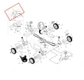 Czarny mechaniczny element linki napędu kosiarki Husqvarna LC 356 AWD na diagramie części, widoczny z góry wraz z połączeniami z innymi komponentami.