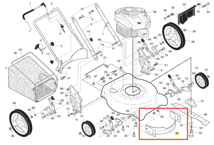 Przegroda kosiarki LC 153 Husqvarna, szara, metalowa, ok. 5 cm, z otworami montażowymi, funkcjonalna i czytelnie oznaczona, leżąca na białym tle, widok frontalny.