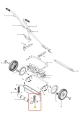 Obsada rolki kosiarki HiCut 64 Husqvarna, metalowa, cylindryczna z otworem mocującym, w kolorze szarym. Ujęcie frontalne, produkt znajduje się na białym tle, widoczne detale mocowania.