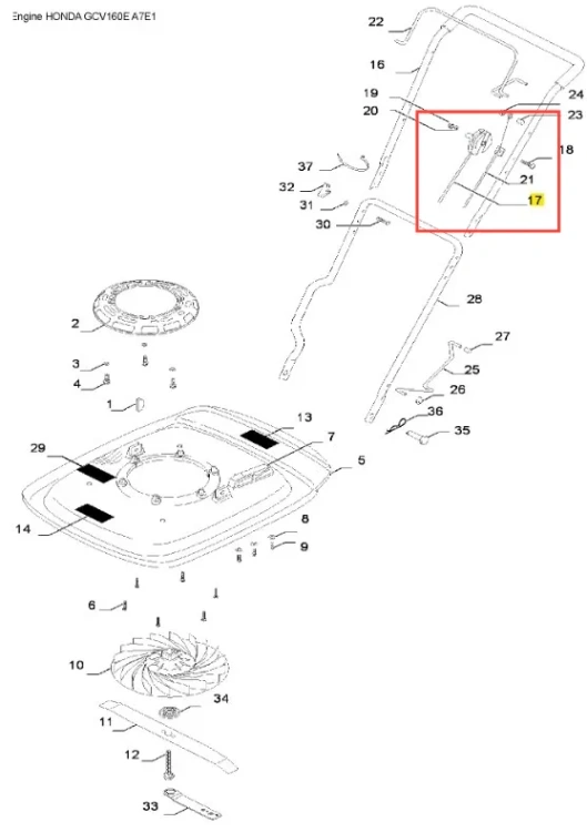 Czarna linka gazu do kosiarki Husqvarna GX 560 z gładką fakturą i oznaczeniami, z końcówką do podłączenia, na jasnym tle, dopasowana do wymiarów kosiarki.