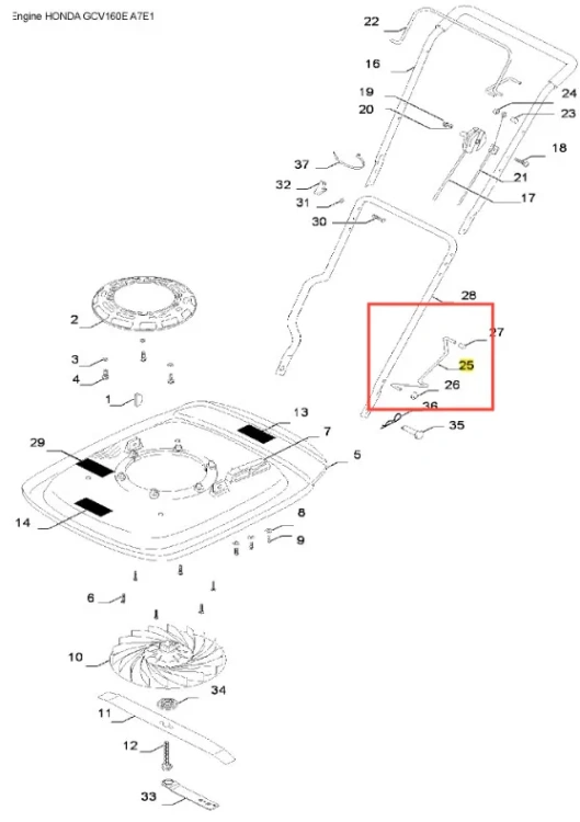 Zatrzask do kosiarki GX 560 Husqvarna, metalowy, w kształcie pajęczyny, z widocznymi detalami mocującymi. Ukazany z boku, w wysokiej pozycji. Tło proste, białe, co podkreśla szczegóły produktu. Idealny do mocowania części w kosiarkach.