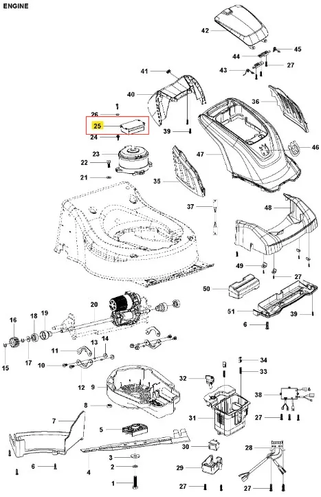 Regulator kosiarki LC 141iV Husqvarna, szary, prostokątny z logo marki, widoczny z boku z otworami montażowymi oraz detalami jak pokrywa i prowadnice na białym tle.