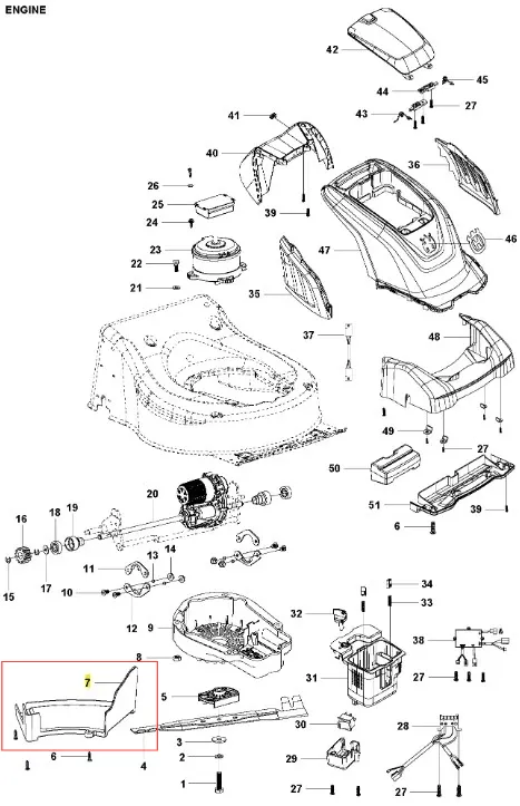 Pokrywa niska do kosiarki LC 141iV Husqvarna, w kolorze czarnym, wykonana z tworzywa sztucznego, zamknięta, widoczna z boku, z dużym logo Husqvarna, przeznaczona do zabezpieczania silnika kosiarki.