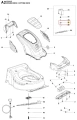 Płytka kosiarki LC 141C Husqvarna, prostokątna, z tworzywa, szaro-czarna, z detalami mocowania, elementami siłowymi i kanałami wentylacyjnymi. Brak dodatkowych akcesoriów.