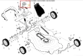 Koło pasowe kosiarki LC 153S Husqvarna przedstawione z boku, zamontowane w kompletnym układzie. Element okrągły, metalowy, z wyraźnymi rowkami na obrzeżu, średniej wielkości. W tle widoczne inne części kosiarki na prostym tle.