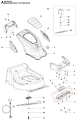 Osłona kosiarki LC 141C Husqvarna w kolorze czarnym, wykonana z wytrzymałego plastiku, ma ergonomiczną formę z zaokrąglonymi krawędziami. Produkt widoczny z góry, w pozycji leżącej, z wyraźnymi detalami mocowania i logo. Tło białe, proste.