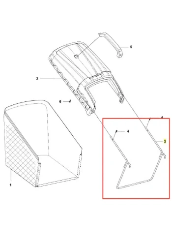 Wspornik kosiarki Husqvarna LC 141C, metalowy prostokąt z uchwytem, widoczny z boku na białym tle. Stalowa teksturowana konstrukcja z widocznymi mocowaniami, nieczytelnymi napisami.