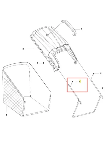 Śruba metaliczna do kosiarki Husqvarna LC 141C, srebrna, z gwintem i łbem, widok z boku na białym tle, oznaczona numerem 4.