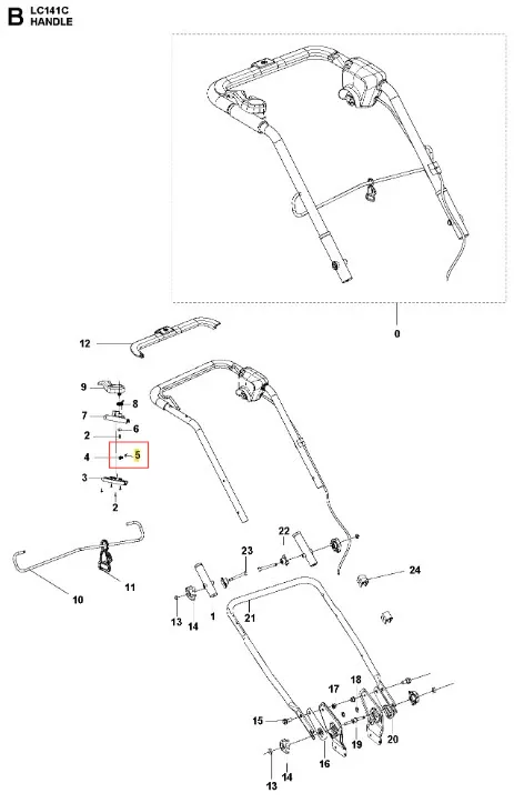 Sprężyna do kosiarki LC 141C Husqvarna; metalowa, sprężysta konstrukcja w kolorze srebrnym; widoczna z boku w zbliżeniu, z oznaczonymi punktami mocowania; element rozłożony, służący do podtrzymywania mechanizmu roboczego kosiarki.