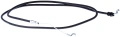 Linka kosiarki LC 48VE Husqvarna, czarna, z metalowym zakończeniem, wyginającym się na końcu. Produkt leży na gładkim tle, widoczny w całości, z wyraźnie widoczną strukturą. Idealna do stosowania w ogrodnictwie w kosiarkach Husqvarna.