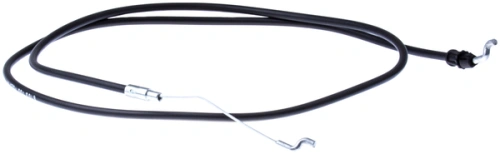 Linka kosiarki LC 48VE Husqvarna, czarna, z metalowym zakończeniem, wyginającym się na końcu. Produkt leży na gładkim tle, widoczny w całości, z wyraźnie widoczną strukturą. Idealna do stosowania w ogrodnictwie w kosiarkach Husqvarna.