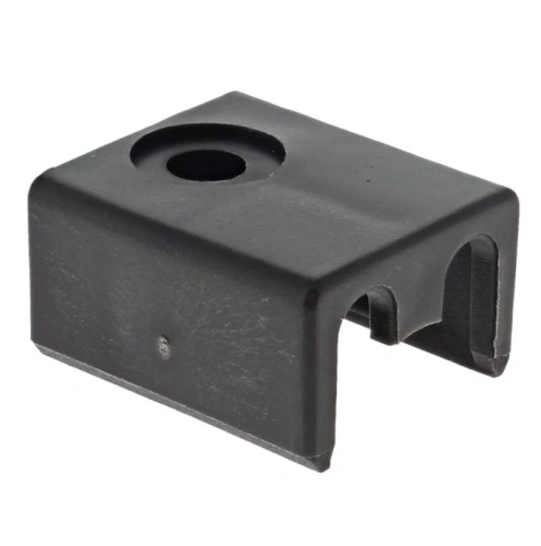 Wspornik kosiarki LC 140S Husqvarna w kolorze czarnym. Produkt ma prostokątny kształt z wycięciem z boku oraz otworem w górnej części. Zdjęcie prezentuje go z boku na jasnym tle, co podkreśla jego detale oraz funkcjonalność.