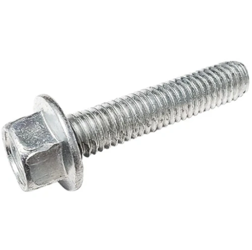 Śruba kosiarki Z242F Husqvarna, metaliczna, wykonana ze stali, z sześciokątną główką i gwintem na długości. Produkt w pozycji leżącej, z widocznym detalem gwintu. Na białym tle, bez dodatkowych elementów.