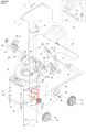 Ogranicznik kosiarki LC 551SP Husqvarna. Szczegółowy rysunek techniczny z oznaczeniami elementów. Widoczny w dolnej części schematu, po prawej stronie, z numerem 24. Element wykonany z metalu, o prostokątnym kształcie, z wyraźnym oznaczeniem.