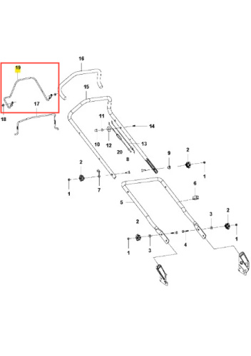 Uchwyt kosiarki LC 140S Husqvarna w kolorze czarnym, wykonany z metalu, widoczny z boku. Złożona konstrukcja z widocznymi mocowaniami. Element ma ergonomiczną formę, idealnie dostosowującą się do użytkowania. Otoczenie neutralne, na białym tle.