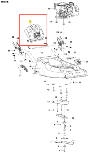 Klapa kosiarki LC 140S Husqvarna w kolorze szarym, z wyraźnymi detalami w formie szczelin wentylacyjnych. Widok zajmuje kąt prosty, ukazując element w pozycji poziomej. Na klapie widoczny jest napis identyfikacyjny.