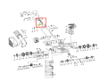 Metalowa, czarna linka gazu do kosiarki Husqvarna LC 140S, prosta, centralnie widoczna na diagramie części, przeznaczona do montażu w urządzeniu ogrodowym.