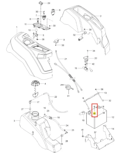 Nakretka kosiarki Husqvarna Z242F, wykonana z ciemnego metalu, z wyraźnie widocznymi gwintami. Ujęcie z przodu, produkt leży na płaskiej powierzchni. Na końcu nakrętki znajduje się oznaczenie 40, umożliwiające identyfikację.