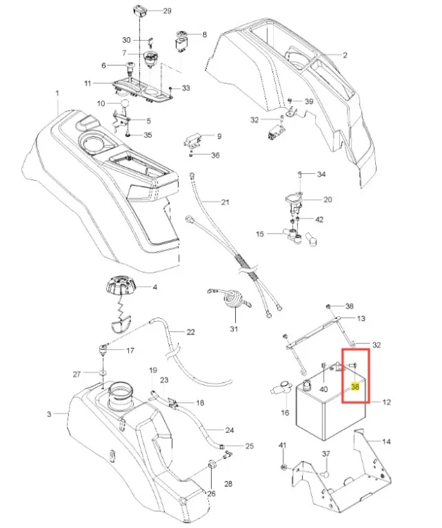 Śruba kosiarki Z242F Husqvarna, metalowa cylindryczna z białą główką, na płaskim tle, z widocznymi oznaczeniami i skupieniem na konstrukcji.