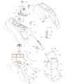 Zawór paliwa do kosiarki Husqvarna Z242F, widoczny z przodu. Wykonany z ciemnego plastiku, z gwintem na spodzie. Oznaczenia zastosowania i numer 17 są wyraźnie widoczne. Element jest w stanie nowym, bez widocznych uszkodzeń.