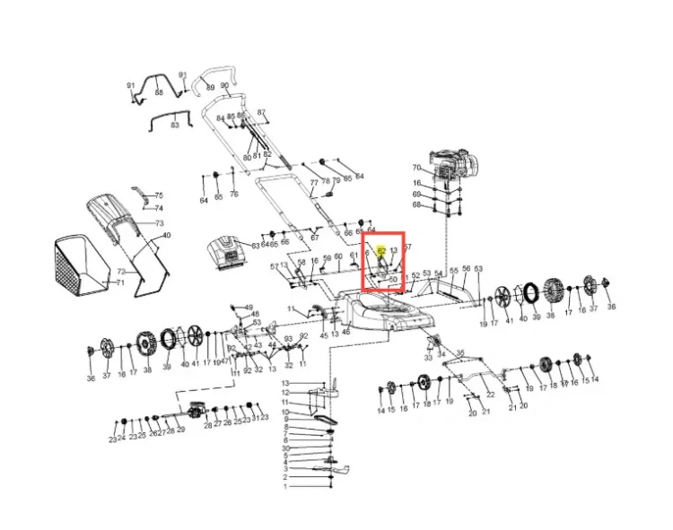 Wspornik kosiarki LC 140S Husqvarna, wykonany z metalu, w kolorze żółtym. Ujęcie frontalne, pokazujące mocowanie i szczegóły konstrukcji. Tło proste, białe, zapewniające wyraźną widoczność produktu.