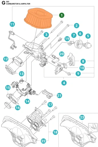 Filtr-powietrza-pilarki-Husqvarna-585-schemat