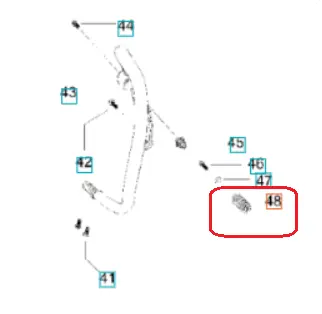 Amortyzator pilarki Partner P4616, metalowy element w kształcie prostokąta, o gładkiej powierzchni, widoczny w zbliżeniu na diagramie. Możliwy fragment z numerem 18, umieszczony w dolnej części wizualizacji, z otworami do montażu.