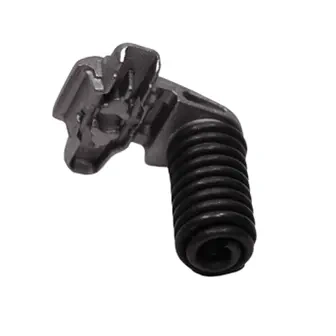 Amortyzator przy uchwycie pilarki Husqvarna 545 Mark II, metaliczny z czarną, teksturowaną końcówką. Widok boku z prostokątnym mocowaniem i kręconymi gwintami, gotowy do montażu.