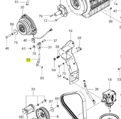 Cięgno kosiarki o zerowym promieniu skrętu PZ 29 Husqvarna. Część metalowa w kształcie prostokąta, z otworami na mocowania. Widoczne detale konstrukcyjne i numery katalogowe. Produkt leżący na płaskiej powierzchni, przedstawiony z boku.