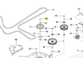 Śruba kosiarki o zerowym promieniu skrętu PZ 29D Husqvarna. Część w kolorze srebrnym, z gwintem i główką, widoczna w detalach na schemacie. Ujęcie w planie równoległym, z numerem oznaczającym położenie w zestawie naprawczym.